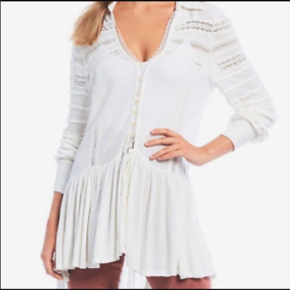 Free People Set to stun white tunic top XS